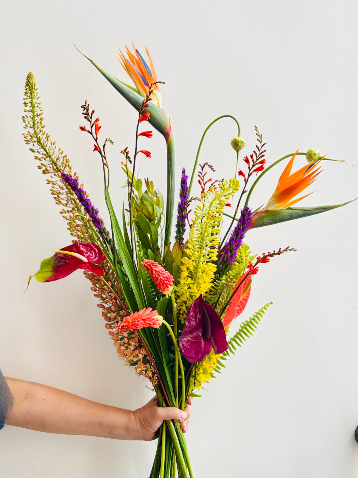 The Exotic Signature Bouquet – bold tropical Bird of Paradise and Anthurium arrangement, Burnaby flower delivery